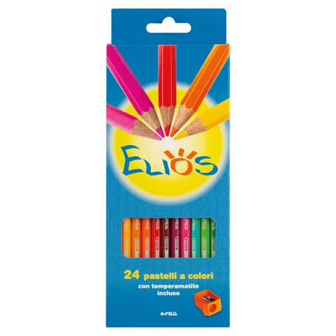 Matite colorate FILA Elios assortiti astuccio da 12 + temperino F274100